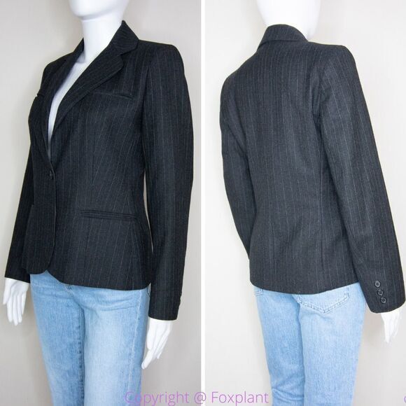 Vintage Cassidy women's 100% wool pinstripe grey blazer, size 4 - Picture 15 of 16